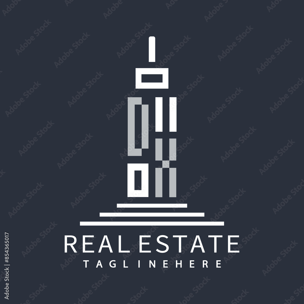 Obraz premium initial monogram logo for real estate with building shape creative design