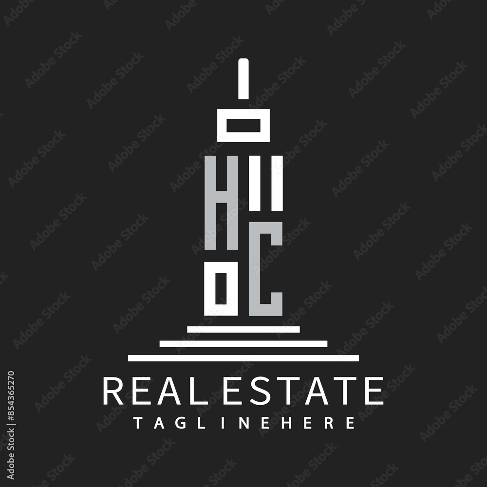 Obraz premium initial monogram logo for real estate with building shape creative design
