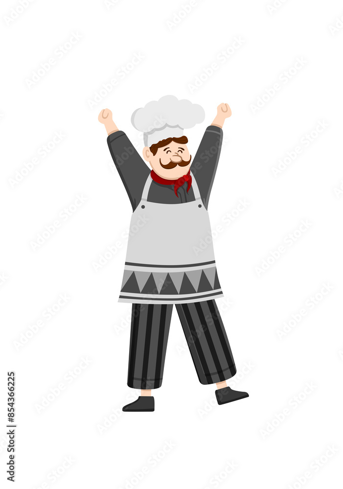 Happy funny chef mascot design. Cute chef cooks in uniform preparing food. Happy funny chef mascot design. Cute chef cooks in uniform preparing food.