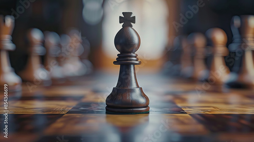 abstract king and pawn chess on blurred background. subordinate born to be boss. photo