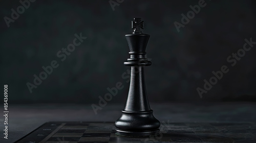 king Chess Piece The tallest piece, often with a cross on top on dark background with copy space. leader concept.
