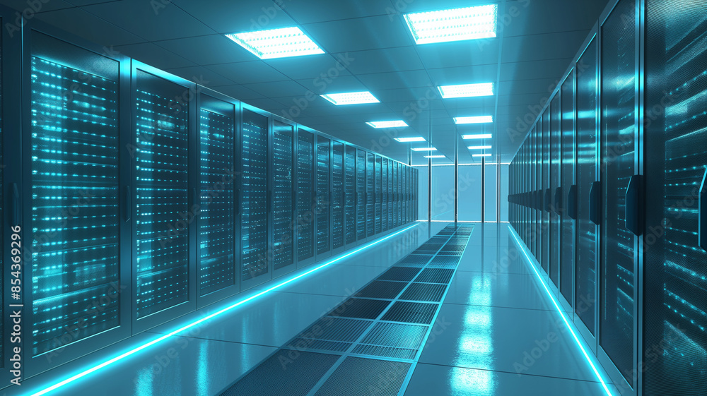 Modern Data Center with Blue LED Lighting
Modern Data Center with Blue LED Lighting