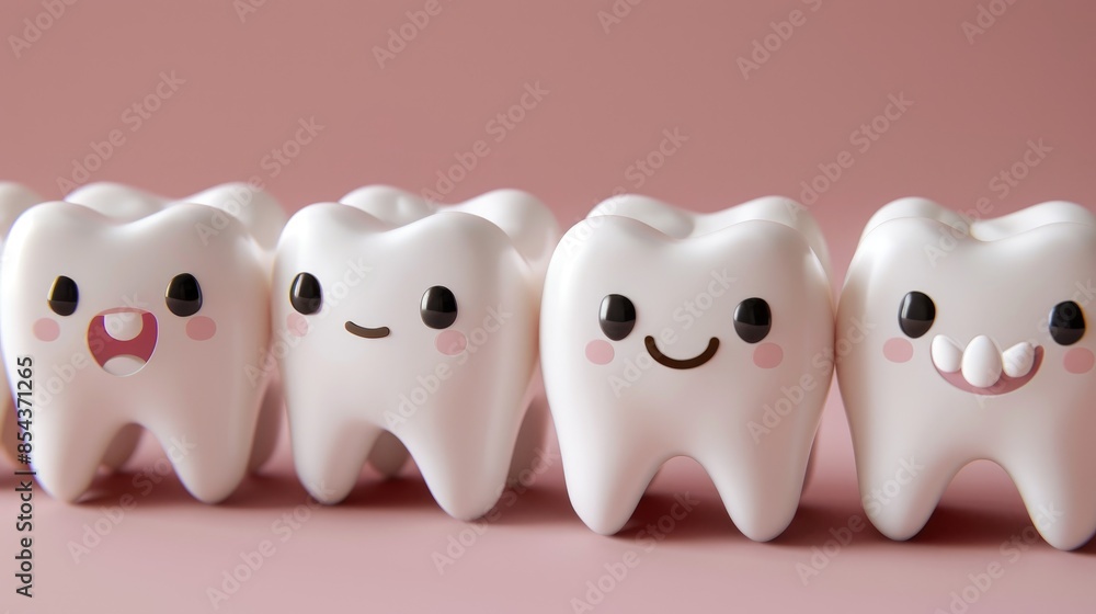 Cartoon style teeth are depicted in a playful and whimsical manner Cartoon style teeth are depicted in a playful and whimsical manner