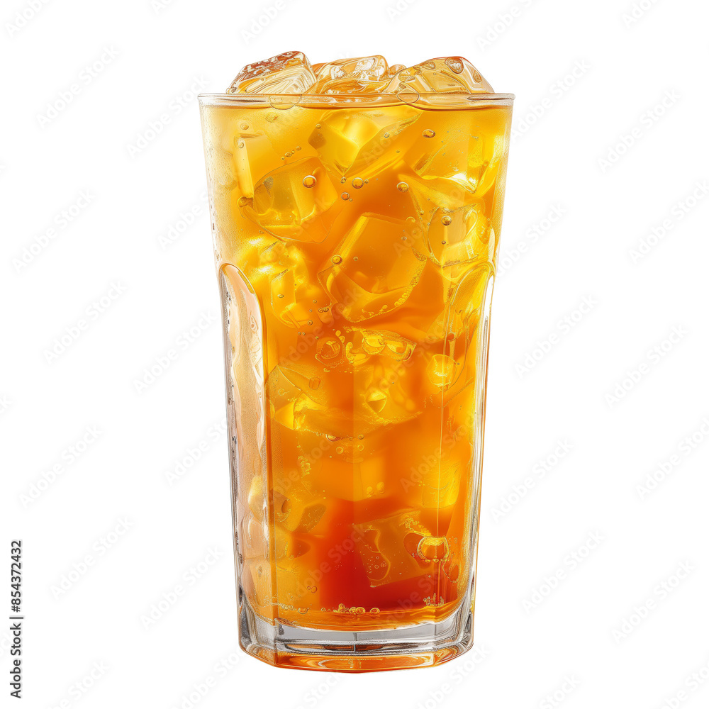 Iced Tea with Ice Cubes in a Glass on transparent background Iced Tea with Ice Cubes in a Glass on transparent background