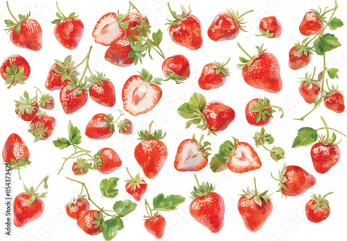 strawberry watercolor clipart	