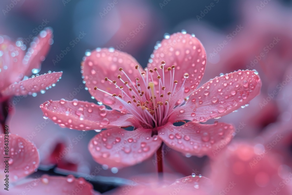 Pink Flower Covered in Dew Drops Pink Flower Covered in Dew Drops