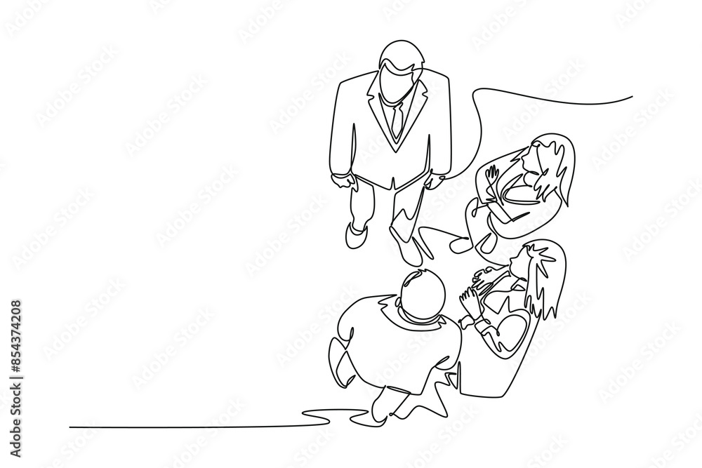 Meet Up Concept. Single line draw design vector graphic illustration. Meet Up Concept. Single line draw design vector graphic illustration.
