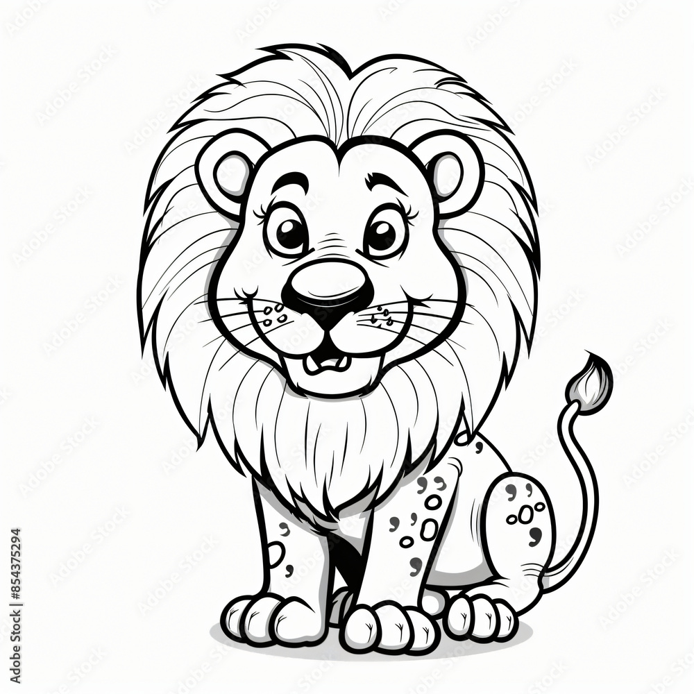Fototapeta premium cartoon of a lion children coloring book page