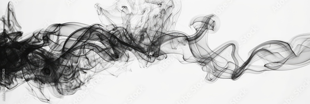 Fototapeta premium Abstract black fog smoke background on white