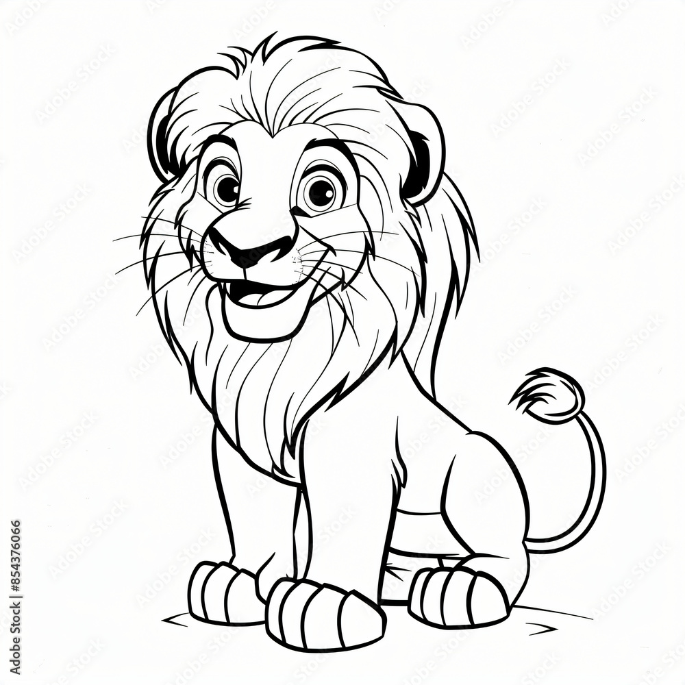 Fototapeta premium cartoon of a lion children coloring book page