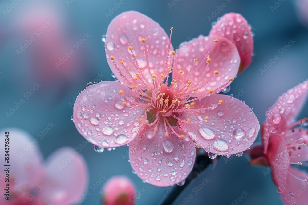 Delicate Pink Flower with Raindrops Delicate Pink Flower with Raindrops
