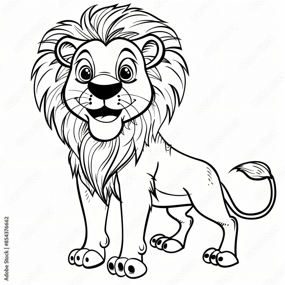 Obraz premium cartoon of a lion children coloring book page