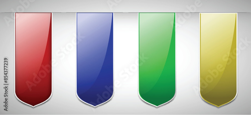 Free Download Four vertical banners in red, blue, green, yellow - GFXLoad
