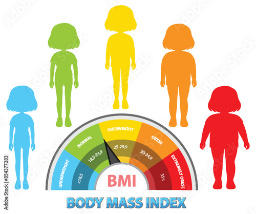 Colorful BMI chart with human silhouettes