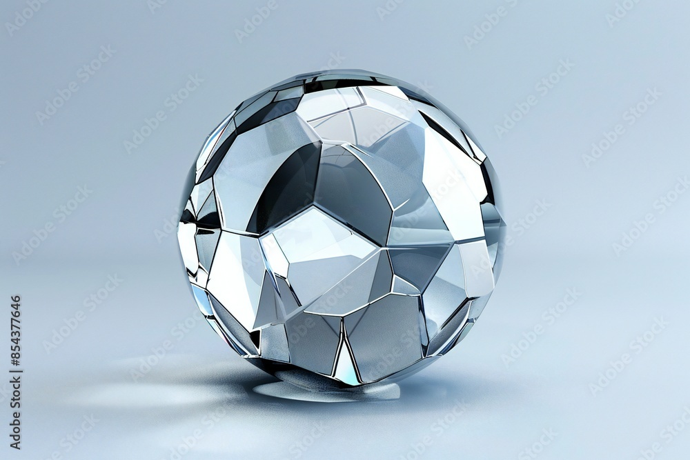 Naklejka premium 3D rendering of an abstract faceted sphere with a mirror finish, generated by ai
