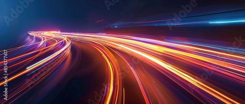 Radiant light trails, dark environment, velocity motion,