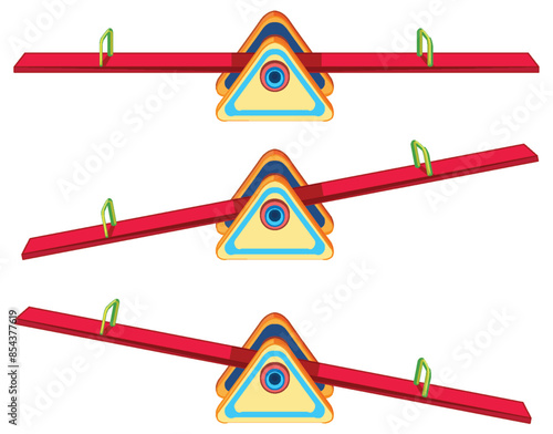 Three seesaws in vibrant colors and design