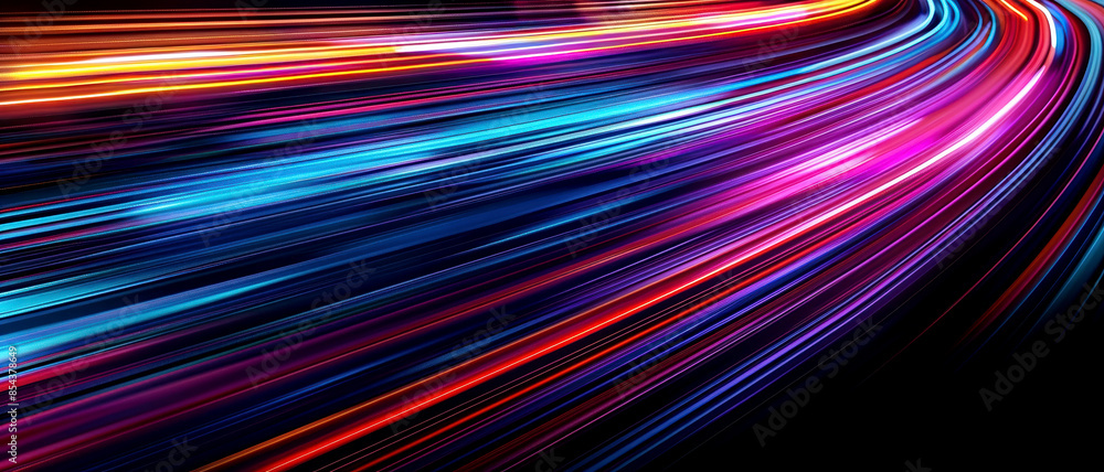 Glowing lines on black backdrop, fast motion blur, Glowing lines on black backdrop, fast motion blur,