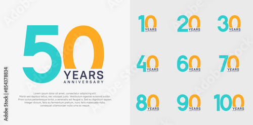 anniversary logo style vector design with orange and blue color can be use for celebration day
