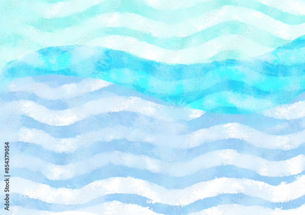 Obraz premium 水彩の波イメージ背景2