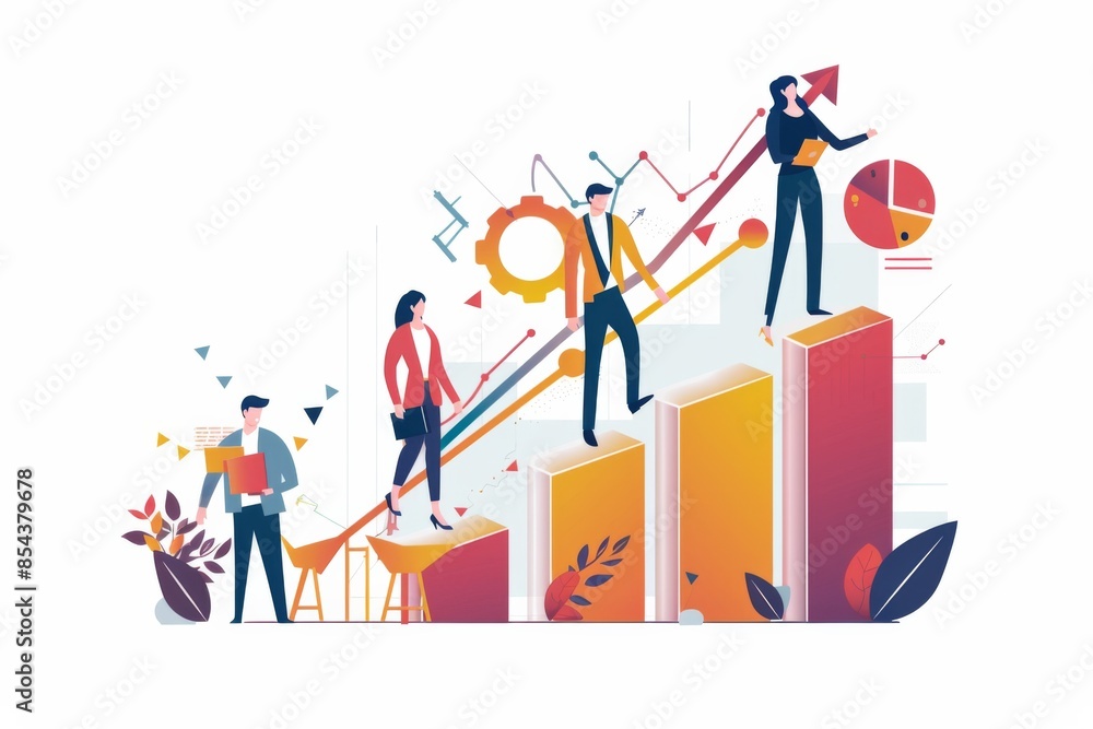 Conceptual Business Flat Illustration created with Generative AI Conceptual Business Flat Illustration created with Generative AI