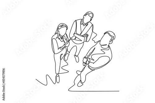 Meet Up Concept. Single line draw design vector graphic illustration.