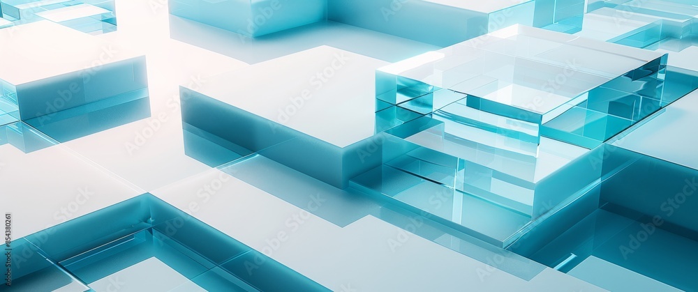 Isometric Flooring with Blue Frosted Glass and White Acrylic Material in Minimalist Design Style, Featuring Transparent Technology Sense, Data Visualization Elements Isometric Flooring with Blue Frosted Glass and White Acrylic Material in Minimalist Design Style, Featuring Transparent Technology Sense, Data Visualization Elements