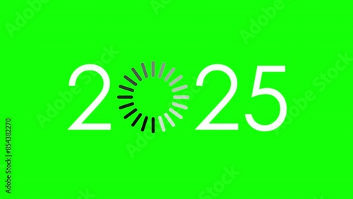 2025 new year loading progress bar 2025 Green Screen. New Year 2025 Greeting Loading.