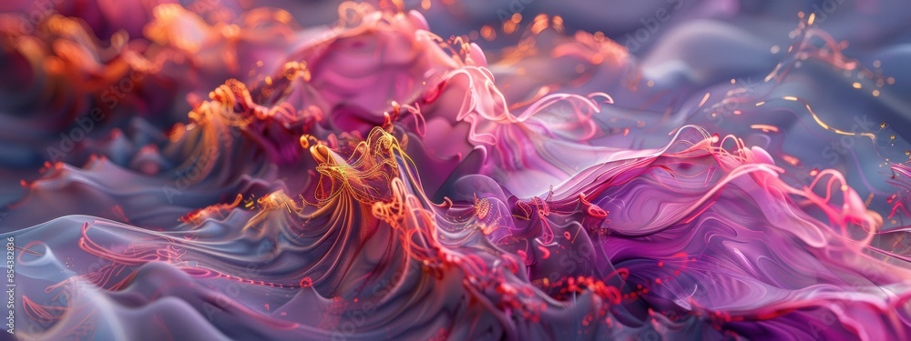 Obraz premium Abstract background with swirling, fluid lines and a vibrant color palette. Evokes a sense of dynamism and depth.