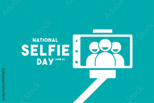 National Selfie Day. June 21. Flat design vector.