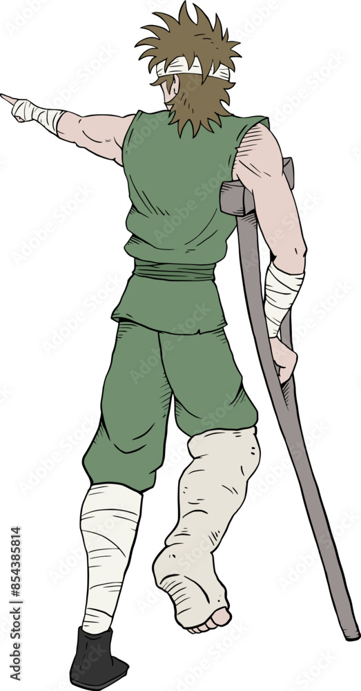 Obraz premium Hurt man with crutch