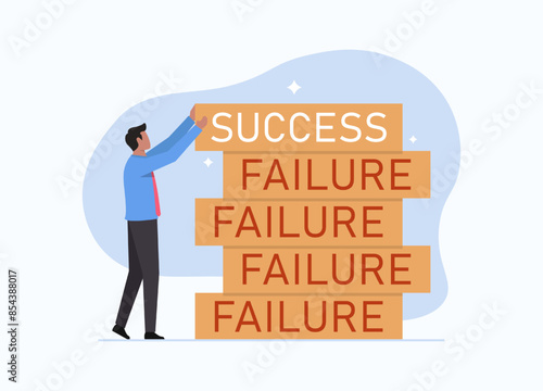 Reaching to success after many failures or learning from mistakes concept with wooden blocks with Failure and Success imprinted