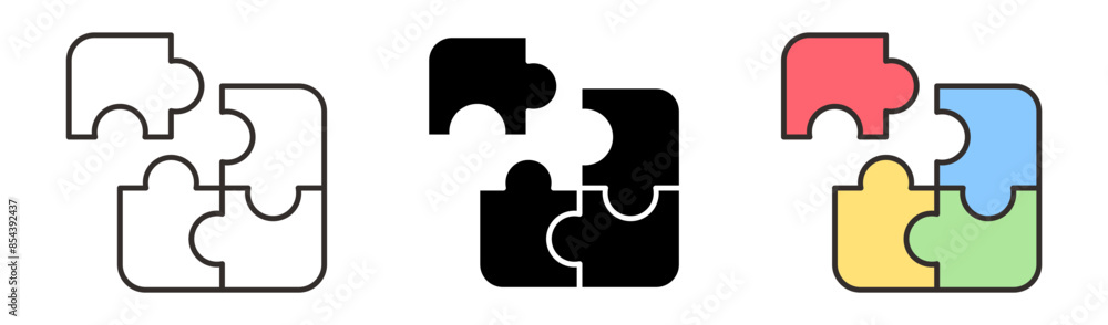 Puzzle Icon Set. Modern Design Isolated on White Background. Illustration For Applications, Posters, Web, Social Media. Puzzle Icon Set. Modern Design Isolated on White Background. Illustration For Applications, Posters, Web, Social Media.