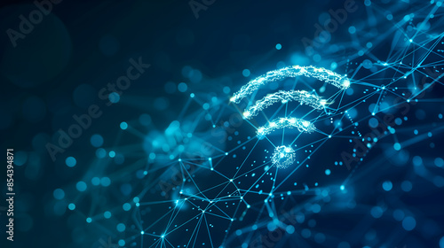 Wireless wi-fi network and connection abstract data background with wifi symbol