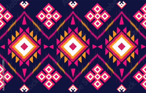 Ikat motifs ethnic fabric seamless pattern pink. traditional ikat ethnic pattern style. Designed for saree, sarong, batik ,carpet ,clothing ,ikat pattern ,fabric ,embroidery ,textile art ,weaving