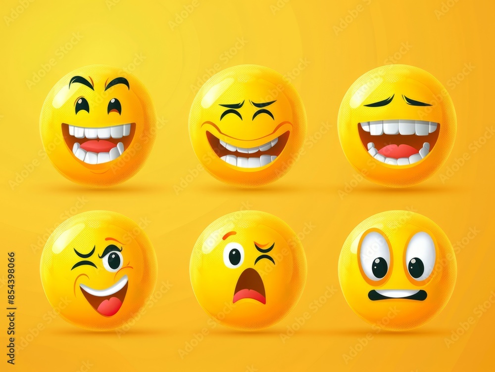 Vector illustration. A set of emoticons. A package of emoji icons. Funny yellow faces. Emoji Day Vector illustration. A set of emoticons. A package of emoji icons. Funny yellow faces. Emoji Day