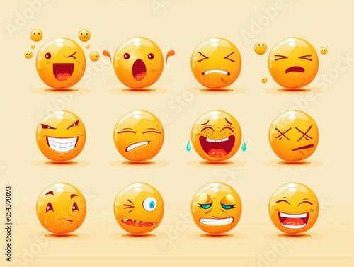 Vector illustration. A set of emoticons. A package of emoji icons. Funny yellow faces. Emoji Day © Otseira