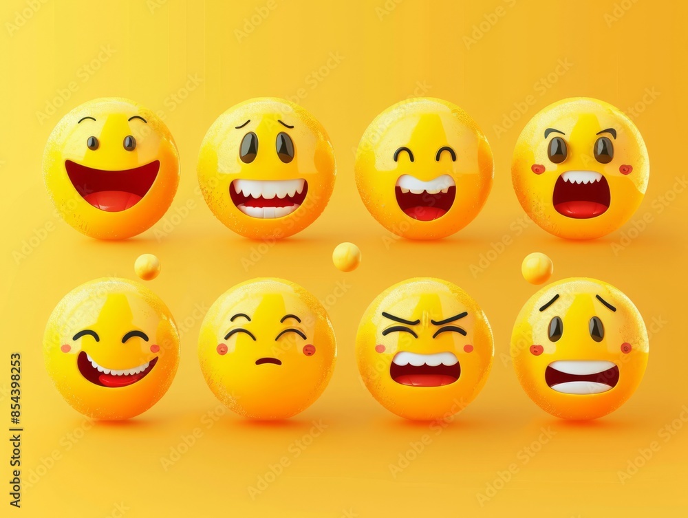 Vector illustration. A set of emoticons. A package of emoji icons. Funny yellow faces. Emoji Day Vector illustration. A set of emoticons. A package of emoji icons. Funny yellow faces. Emoji Day