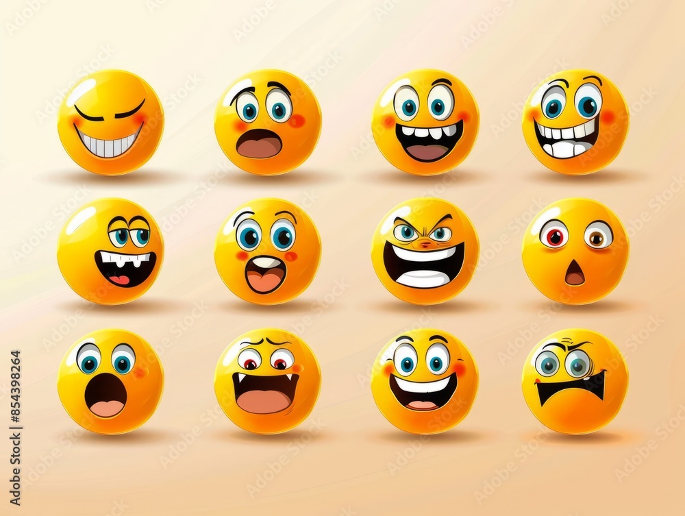 Vector illustration. A set of emoticons. A package of emoji icons. Funny yellow faces. Emoji Day Vector illustration. A set of emoticons. A package of emoji icons. Funny yellow faces. Emoji Day