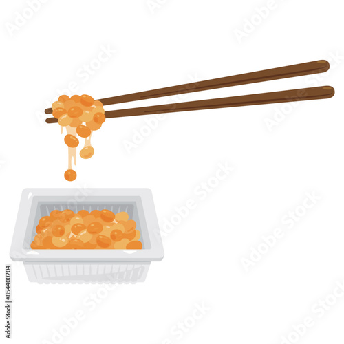 糸を引くパック入りの納豆