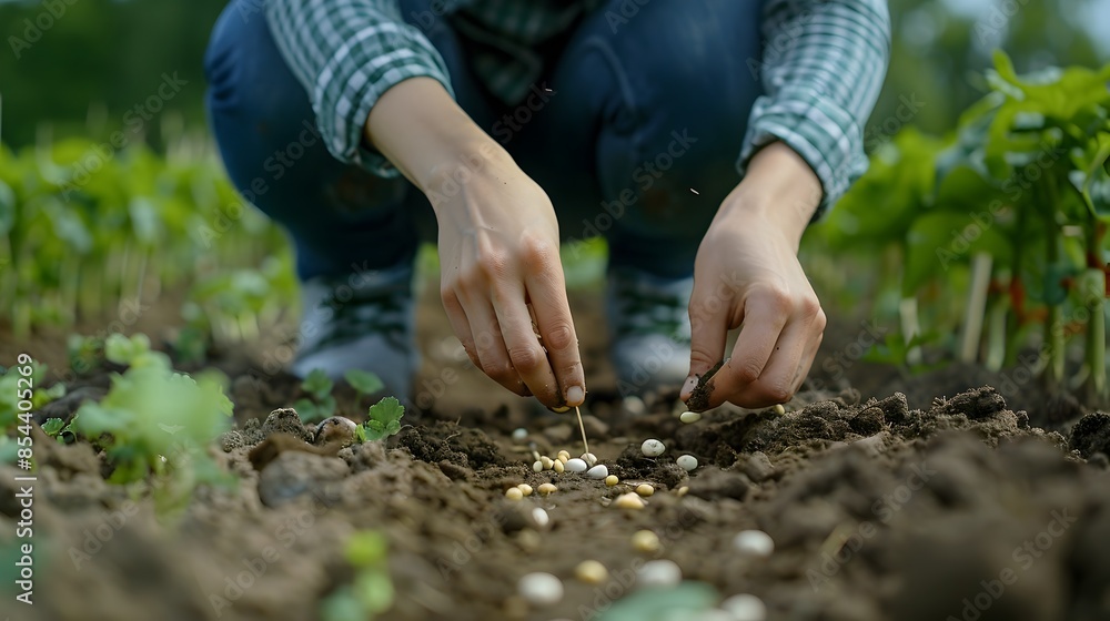 Farmer Planting Seeds in Rural Farmland with Shallow Depth of Field Farmer Planting Seeds in Rural Farmland with Shallow Depth of Field