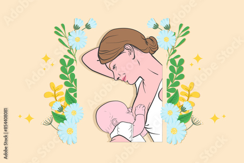 Hand drawn breastmilk vector illustration.