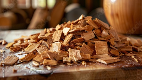 A pile of wood chips ready to be used for smoking meats and adding a delicious island flair to the cookout.