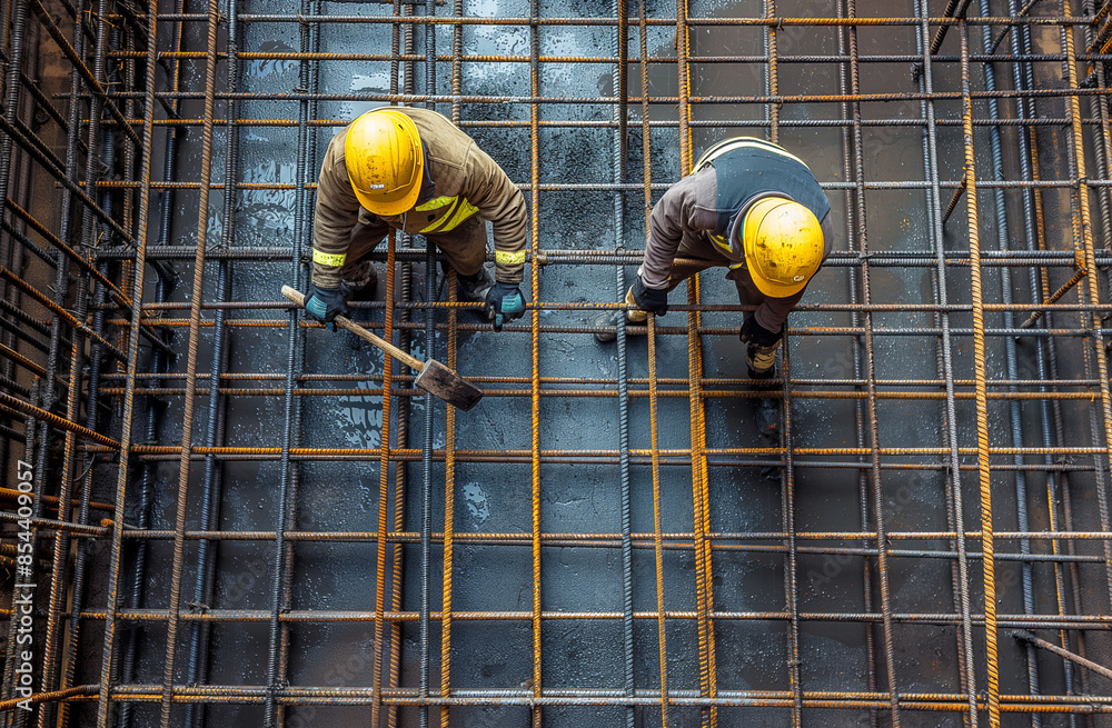 Workers Reinforcing Steel Rebar on Construction Site
Workers Reinforcing Steel Rebar on Construction Site