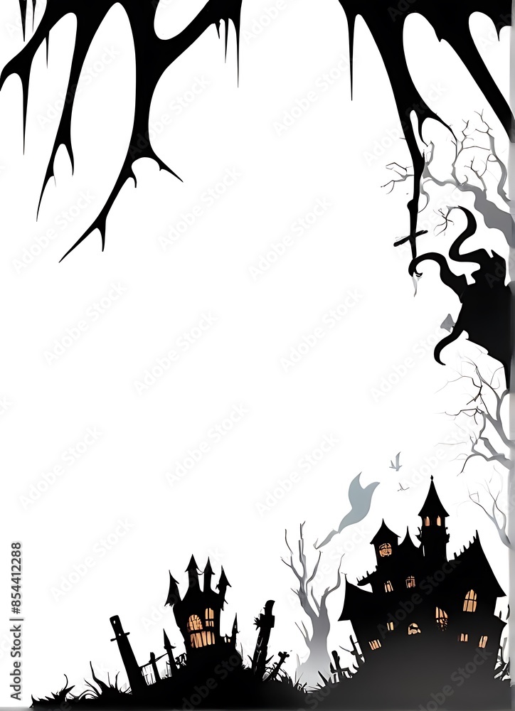 Obraz premium Haunted Horror, empty space illustration, background