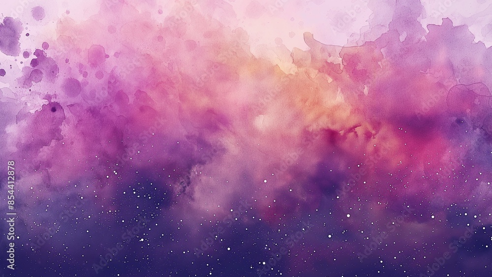 Purple night sky watercolour background with stars Purple night sky watercolour background with stars
