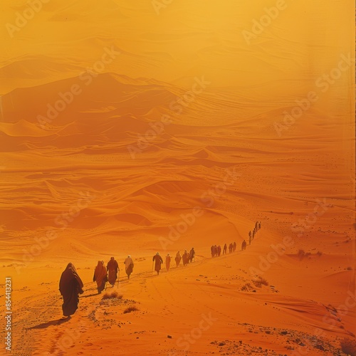 The golden desert has people walking with their utts in tow. photo