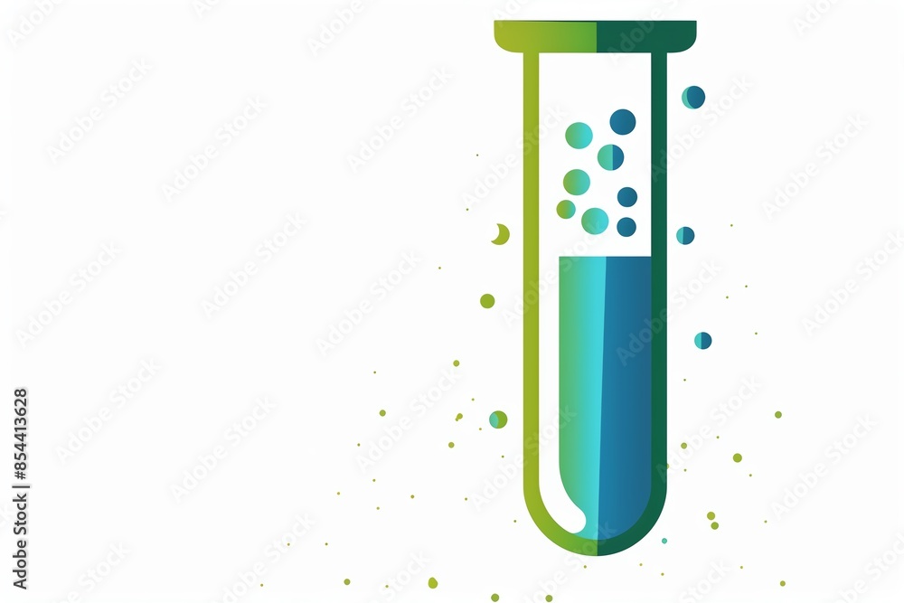 Colorful illustration of a test tube with bubbling liquid, representing science, chemistry, and laboratory research. Colorful illustration of a test tube with bubbling liquid, representing science, chemistry, and laboratory research.