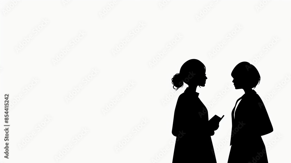 話をしている二人のビジネスウーマンのシルエット12