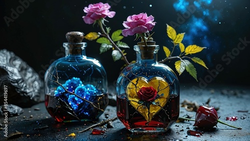 Enchanting Rose In Glass Bottle.